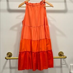 HYFVE Vibrant Orange Tiered Mini Dress